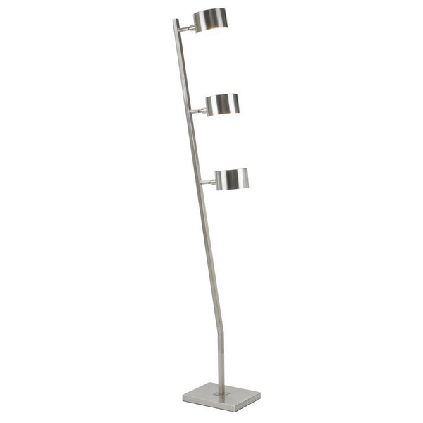 60 Inch Floor Lamp, 3 Drum Metal Shades, Modern Style, Silver Frame - BM309008