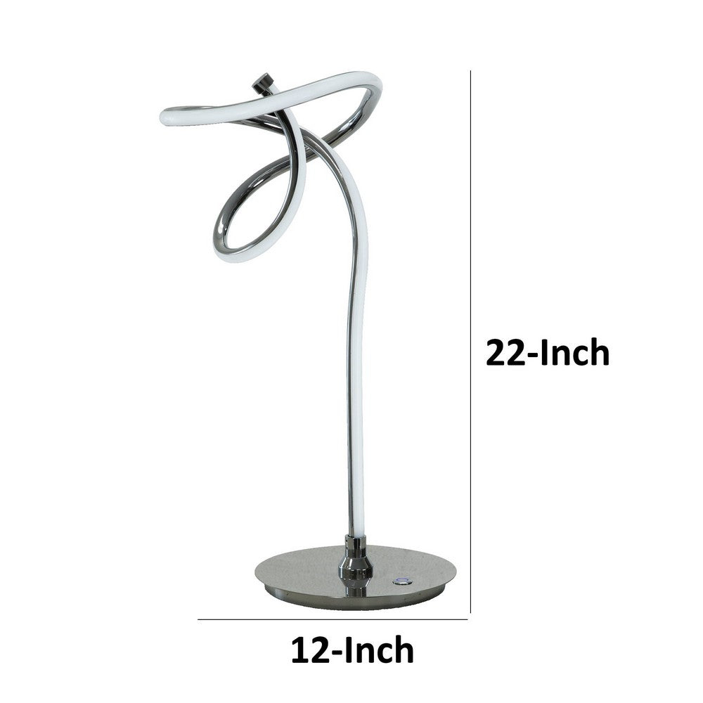 Sea 22 Inch Table Lamp, Accent Twisted LED Light, Modern Style, Chrome Base - BM309029