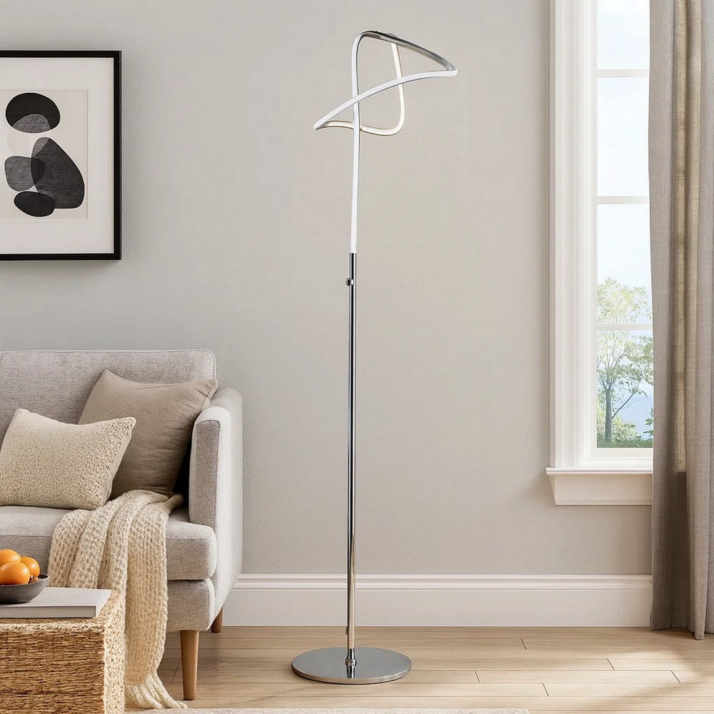 Sea 61 Inch Floor Lamp, Accent Twisted LED, Modern Style, Chrome Base - BM309030