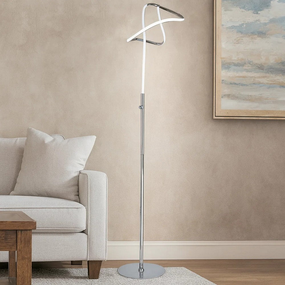 Sea 61 Inch Floor Lamp, Accent Twisted LED, Modern Style, Chrome Base - BM309030