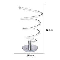 Sun 20 Inch Table Lamp, Accent Twisted Modern Design, LED Light Chrome Base - BM309031