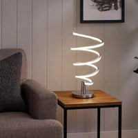 Sun 20 Inch Table Lamp, Accent Twisted Modern Design, LED Light Chrome Base - BM309031