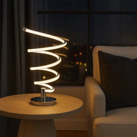 Sun 20 Inch Table Lamp, Accent Twisted Modern Design, LED Light Chrome Base - BM309031
