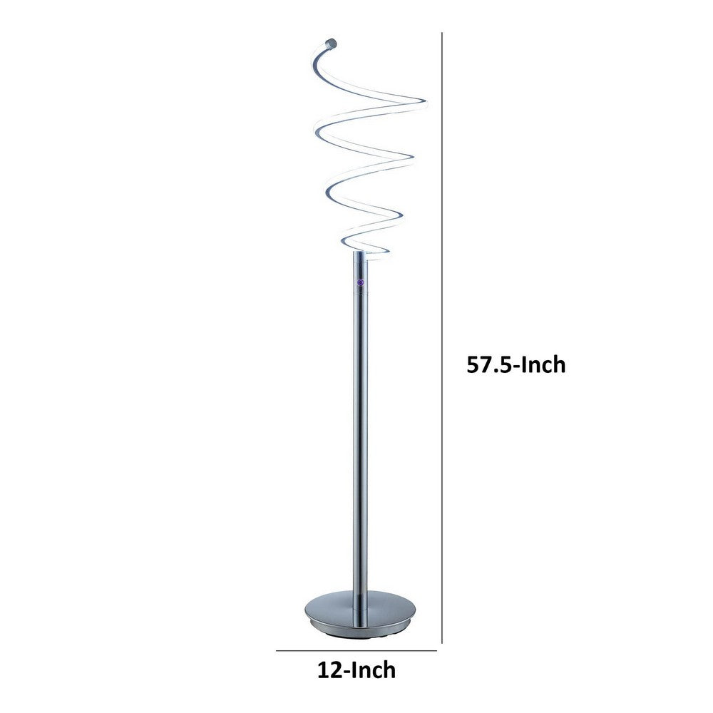 Sun 58 Inch Floor Lamp, Accent Twisted Modern Design, LED Chrome Base - BM309032