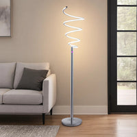Sun 58 Inch Floor Lamp, Accent Twisted Modern Design, LED Chrome Base - BM309032