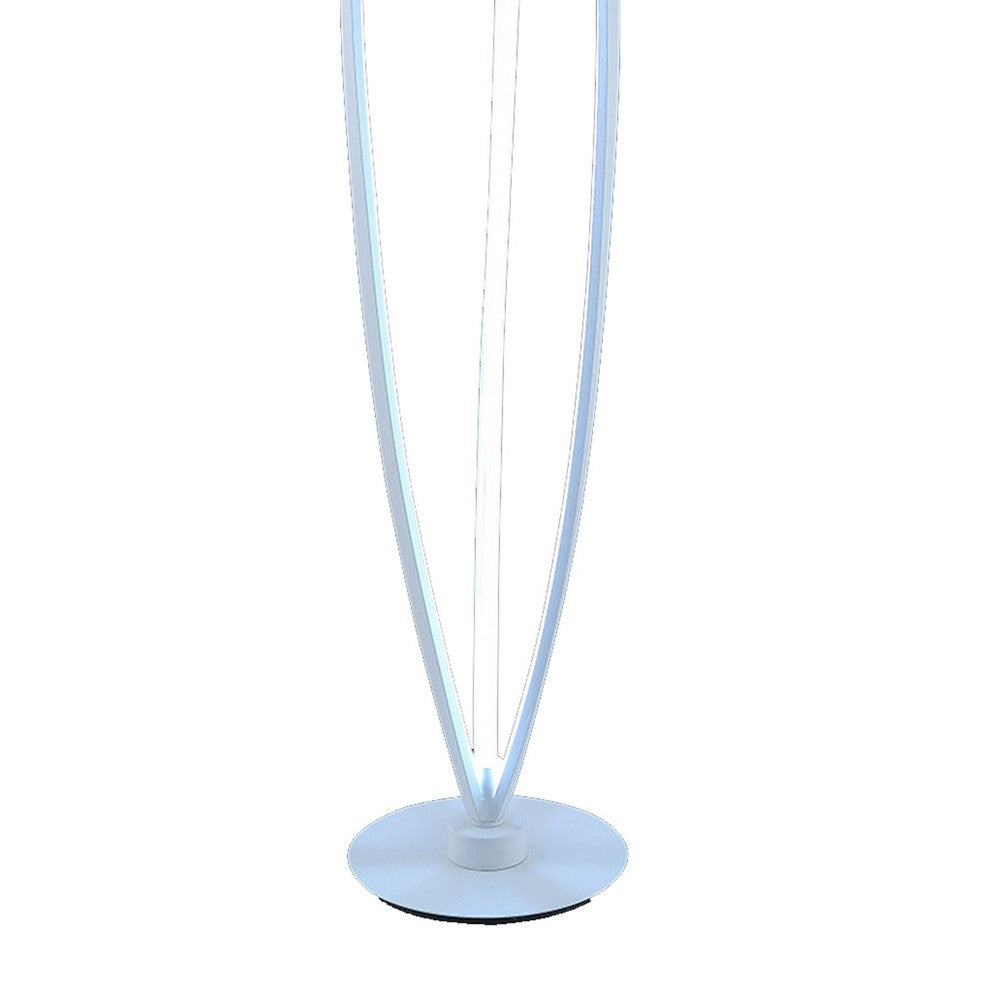 60 Inch Floor Lamp, Modern Accent Round Base, Sturdy Metal Body, White - BM309034
