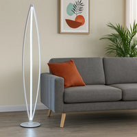 60 Inch Floor Lamp, Modern Accent Round Base, Sturdy Metal Body, White - BM309034