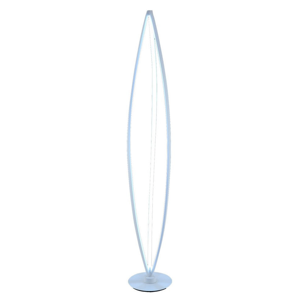 60 Inch Floor Lamp, Modern Accent Round Base, Sturdy Metal Body, White - BM309034