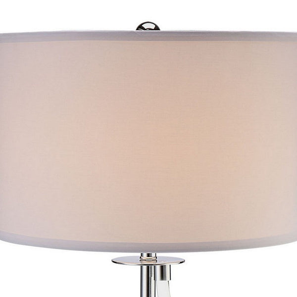 Jame 29 Inch Table Lamp, Drum Fabric Shade, Accent Round Chrome Base - BM309035