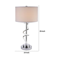 Jame 29 Inch Table Lamp, Drum Fabric Shade, Accent Round Chrome Base - BM309035