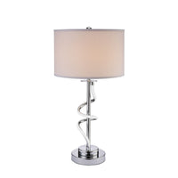 Jame 29 Inch Table Lamp, Drum Fabric Shade, Accent Round Chrome Base - BM309035