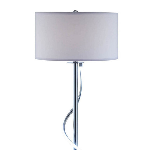 Jame 59 Inch Floor Lamp, Drum Shade, Accent Round Metal Base, Chrome - BM309036