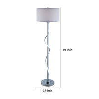 Jame 59 Inch Floor Lamp, Drum Shade, Accent Round Metal Base, Chrome - BM309036