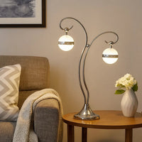 30 Inch Table Lamp, Accent LED Light, Globe Glass Shade, Round Base, Nickel - BM309039