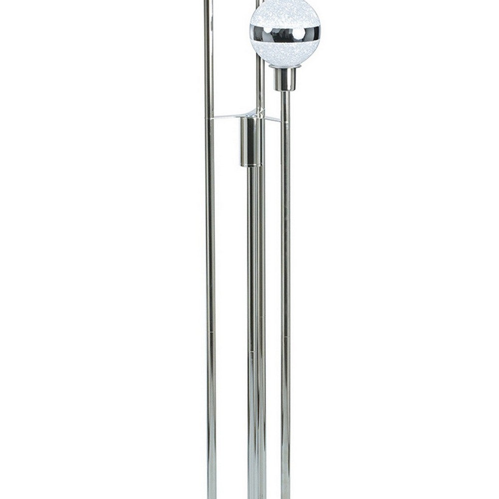 59 Inch Floor Lamp, Modern Accent Globe Glass Shade, Round Base, Nickel - BM309040