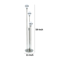 59 Inch Floor Lamp, Modern Accent Globe Glass Shade, Round Base, Nickel - BM309040