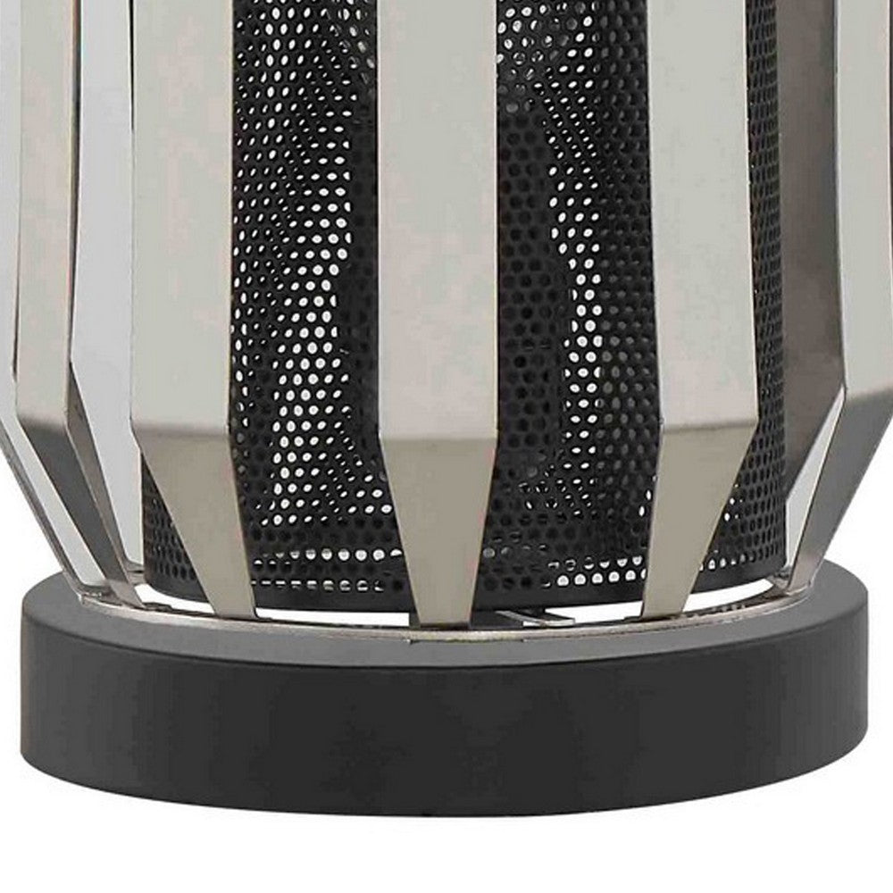 Pin 13 Inch Table Lamp, Accent Cylinder Metal Shade, Round Base, Black - BM309041