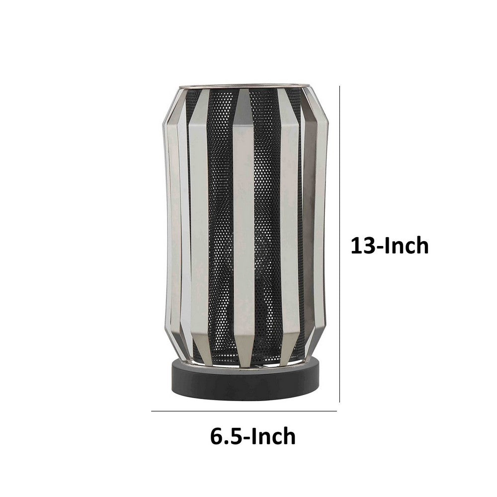 Pin 13 Inch Table Lamp, Accent Cylinder Metal Shade, Round Base, Black - BM309041