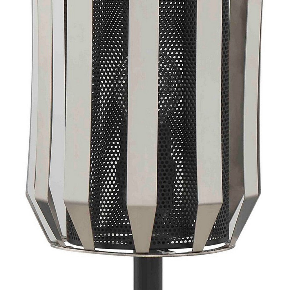 Pin 14 Inch Table Lamp, Accent Cylinder Metal Shade, Round Base, Black - BM309042