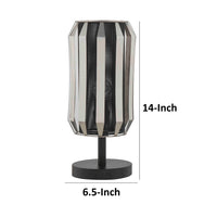 Pin 14 Inch Table Lamp, Accent Cylinder Metal Shade, Round Base, Black - BM309042