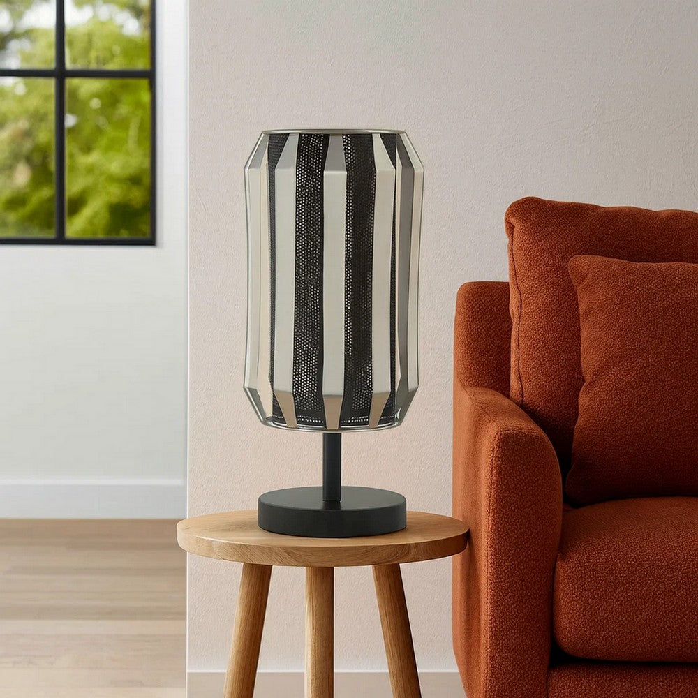 Pin 14 Inch Table Lamp, Accent Cylinder Metal Shade, Round Base, Black - BM309042