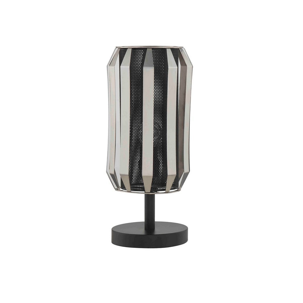 Pin 14 Inch Table Lamp, Accent Cylinder Metal Shade, Round Base, Black - BM309042