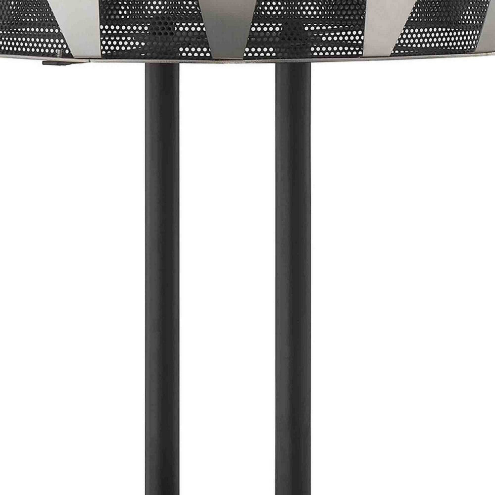 Pin 21 Inch Table Lamp, Wide Drum Metal Shade, Accent Round Base, Black - BM309043