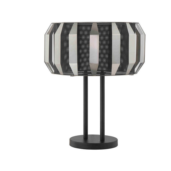 Pin 21 Inch Table Lamp, Wide Drum Metal Shade, Accent Round Base, Black - BM309043