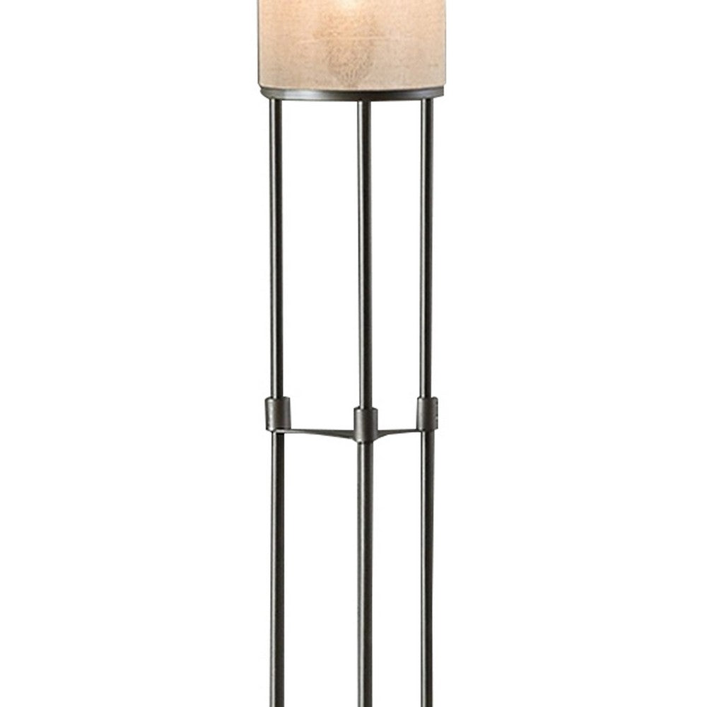 Zen 67 Inch Floor Lamp, 3 Drum Fabric Shades, Round Metal Base, Gray - BM309046