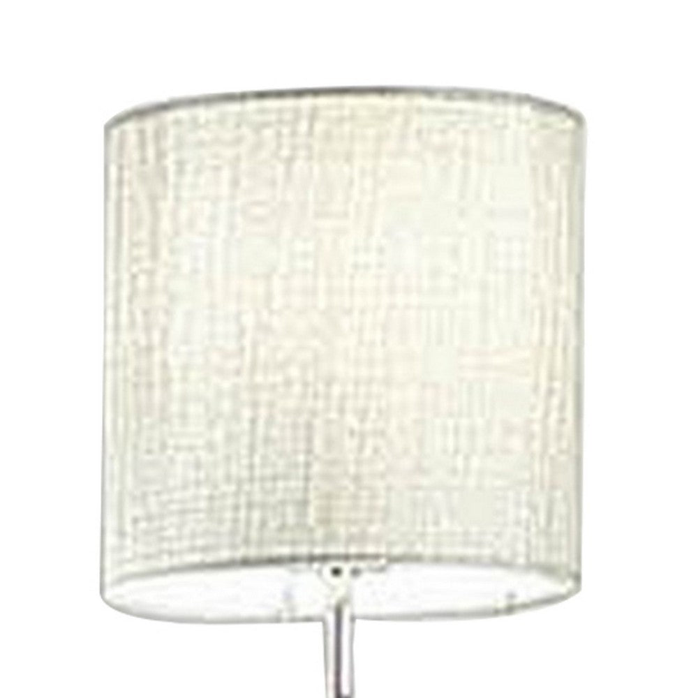 Indi 30 Inch Table Lamp, 3 Drum Fabric Shade, Round Metal Base, Silver - BM309049