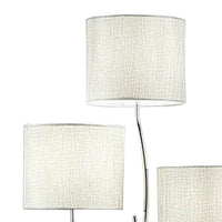 Indi 60 Inch Floor Lamp, 3 Drum Fabric Shade, Round Metal Base, Silver - BM309050