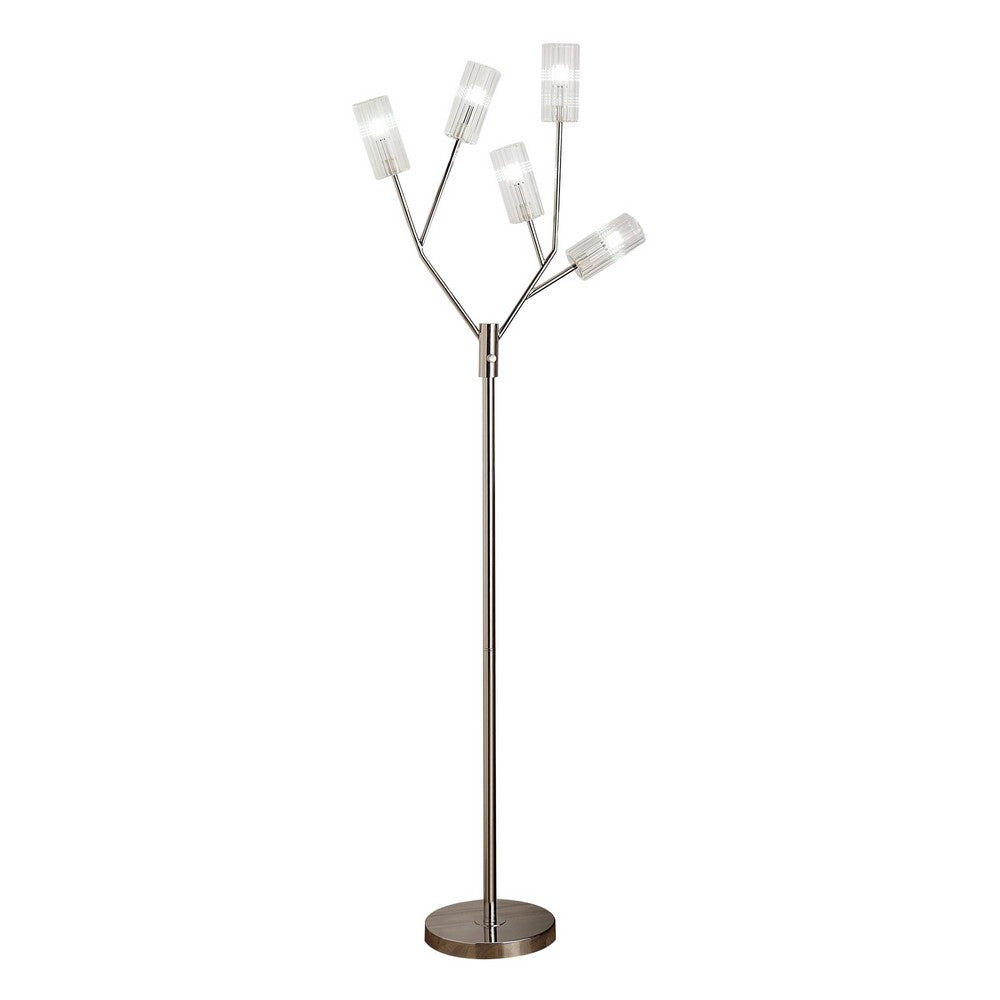 67 Inch Floor Lamp, Modern Globe Glass Shade, Round Metal Base, Nickel - BM309051