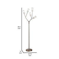 67 Inch Floor Lamp, Modern Globe Glass Shade, Round Metal Base, Nickel - BM309051