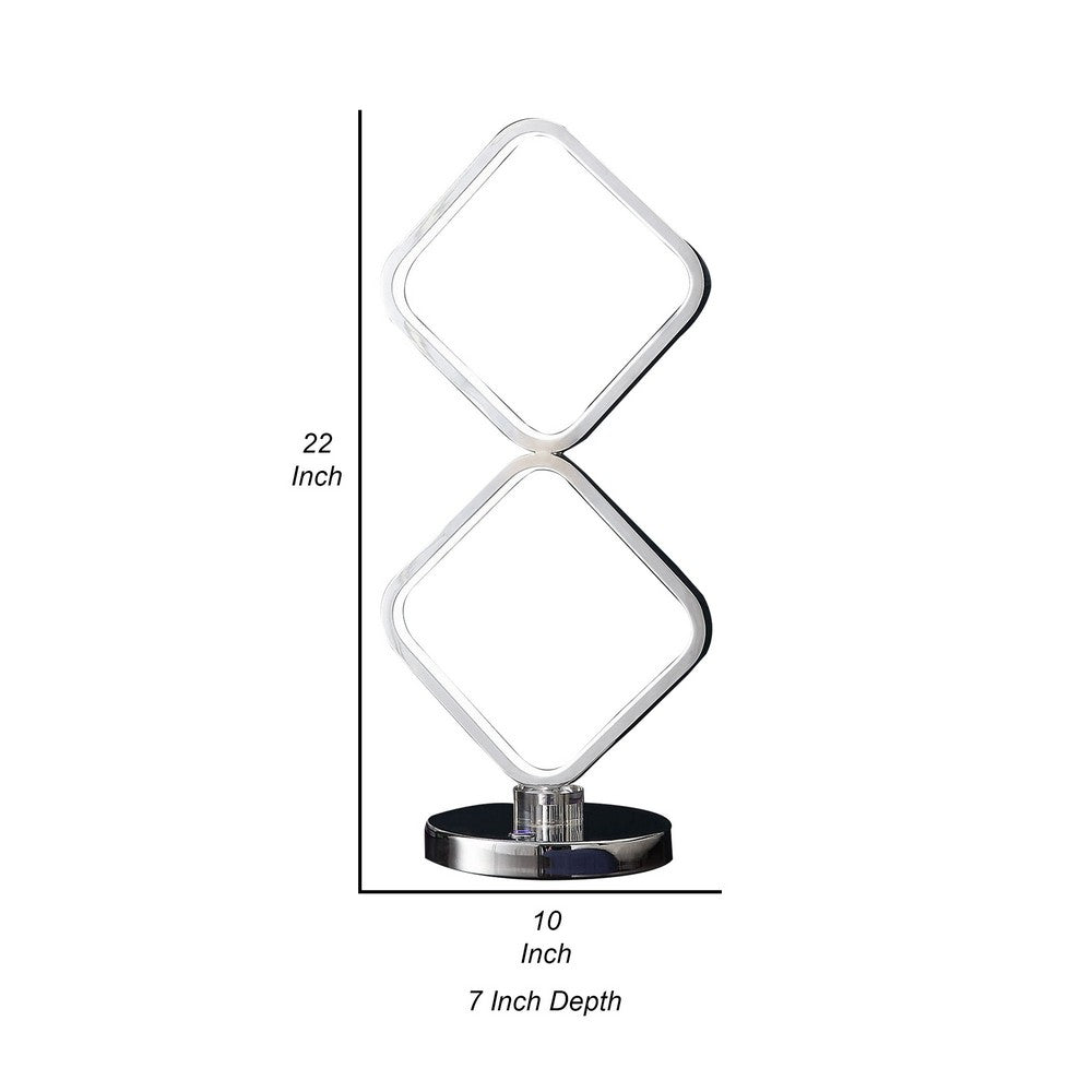 22 Inch Table Lamp, Square LED Light, Modern Accent Metal Base, Chrome - BM309053