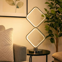 22 Inch Table Lamp, Square LED Light, Modern Accent Metal Base, Chrome - BM309053