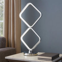 22 Inch Table Lamp, Square LED Light, Modern Accent Metal Base, Chrome - BM309053
