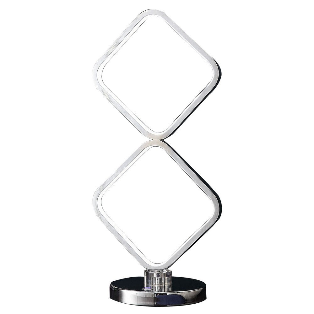 22 Inch Table Lamp, Square LED Light, Modern Accent Metal Base, Chrome - BM309053