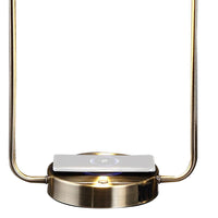 Gizo 21 Inch Table Lamp, LED Light, Wireless Charging, Metal Base, Brass - BM309056