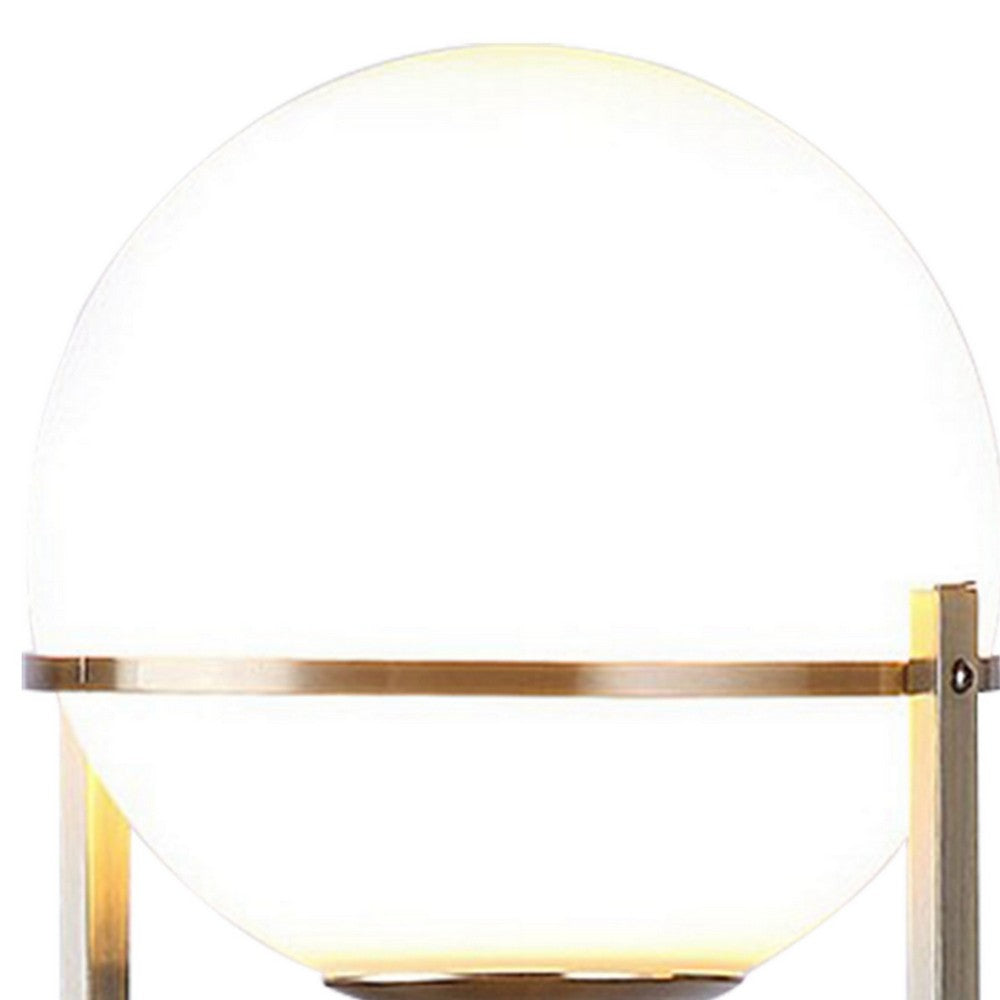 Jim 22 Inch Table Lamp, LED Light, Metal Body, Modern Globe Shade, Brass - BM309058