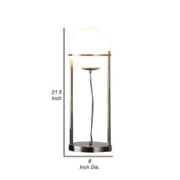 Jim 22 Inch Table Lamp, LED Light, Metal Body, Modern Globe Shade, Brass - BM309058