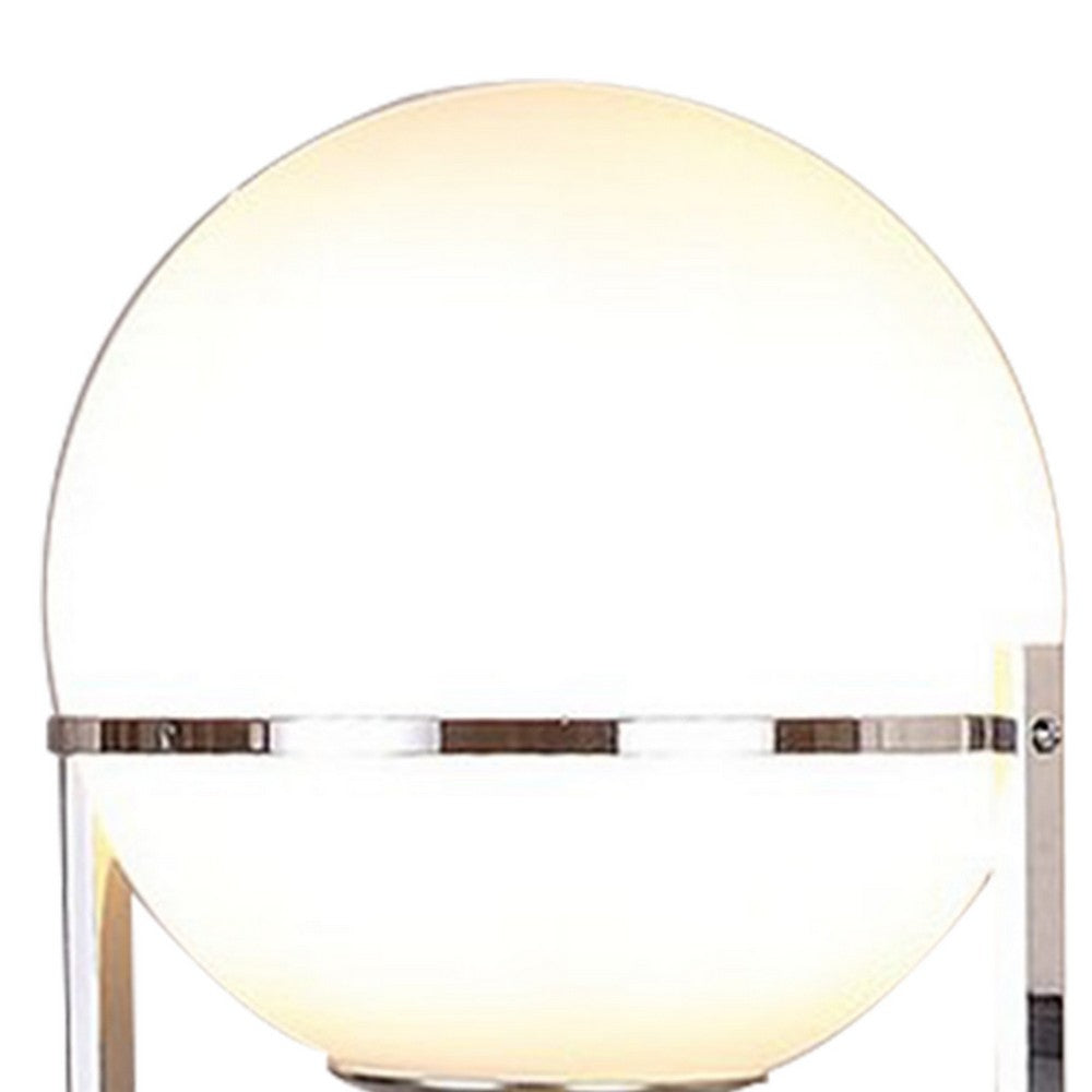 Jim 22 Inch Table Lamp, LED Light, Metal Body, Modern Globe Shade, Silver - BM309059