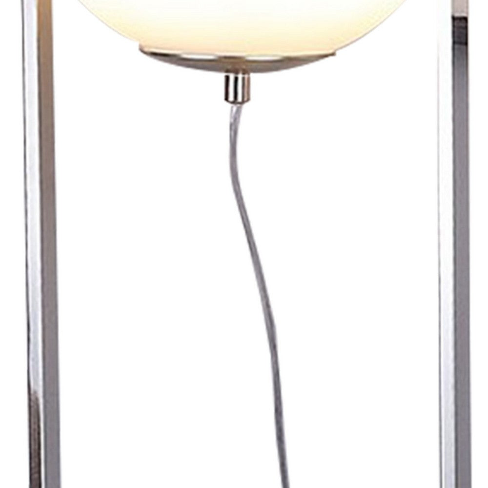 Jim 22 Inch Table Lamp, LED Light, Metal Body, Modern Globe Shade, Silver - BM309059