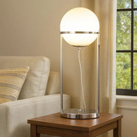 Jim 22 Inch Table Lamp, LED Light, Metal Body, Modern Globe Shade, Silver - BM309059