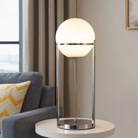 Jim 22 Inch Table Lamp, LED Light, Metal Body, Modern Globe Shade, Silver - BM309059