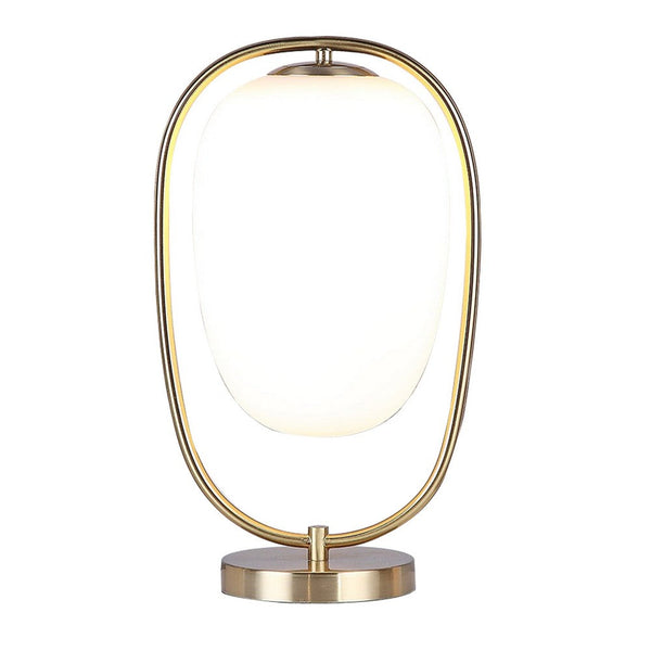 Raze 17 Inch Table Lamp, LED Light, Modern Globe Shade, Metal Body, Brass - BM309060