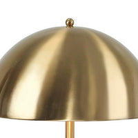 Aria 21 Inch Table Lamp, Dome Shade, Round Base, Beige Faux Leather, Brass - BM309064