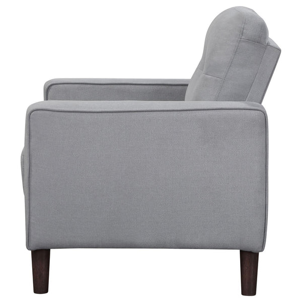 Bow 32 Inch Accent Chair, Grid Tufted, Track Arms, Self Welt Trim, Gray - BM309144