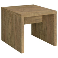 Nette 24 Inch End Table with Rough Hewn Saw Marks, Wood, Natural Brown - BM309145