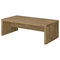 Nette 47 Inch Coffee Table with Rough Hewn Saw Marks, Wood, Natural Brown - BM309146