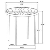 21 Inch Side End Table, Round Top, Black Tapered Legs, Mango Wood, Brown - BM309147